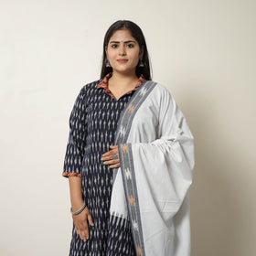 Buy Blue Handloom Cotton Pochampally Ikat Kurta Set Online