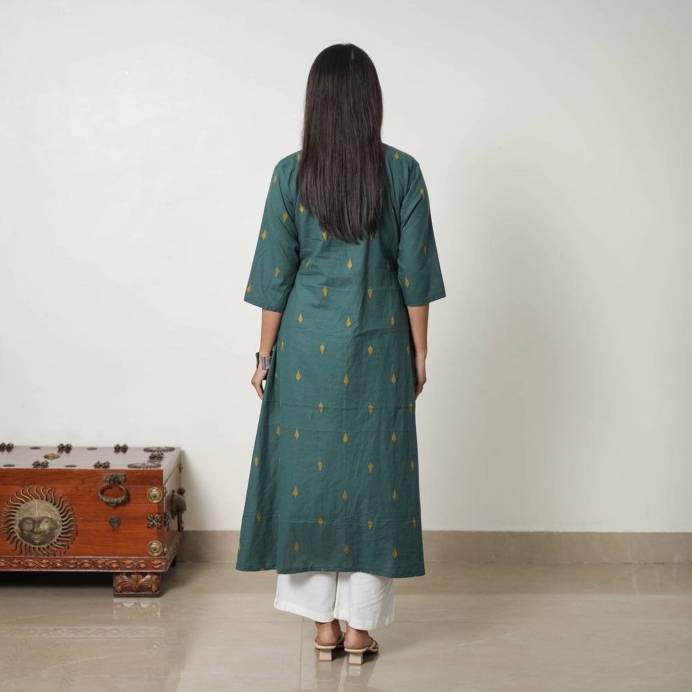 Green - Pure Cotton Straight Jacquard Kurta 06