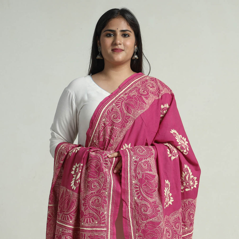 Kantha Embroidery Silk Dupatta