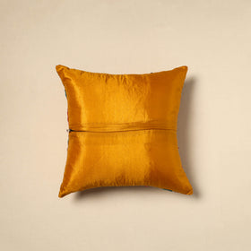 Yellow - silk cotton phulkari hand embroidery cushion cover