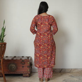 Red - Sanganeri Block Printed Cotton Kurta with Palazzo Set 13