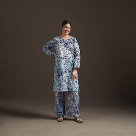 Hand Batik Print Cotton Straight Kurta with Palazzo Set for women 08