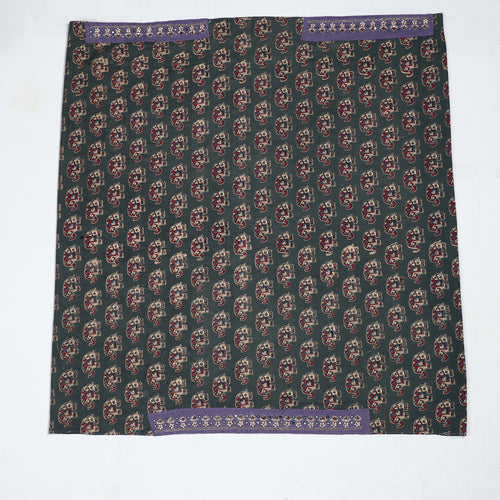 Green - Zardozi Hand Embroidered Kalamkari Cotton Blouse Piece 26