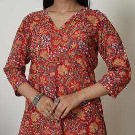 Red - Sanganeri Block Printed Cotton Kurta with Palazzo Set 13