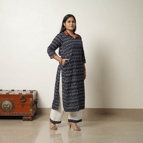 Buy Blue Handloom Cotton Pochampally Ikat Kurta Set Online
