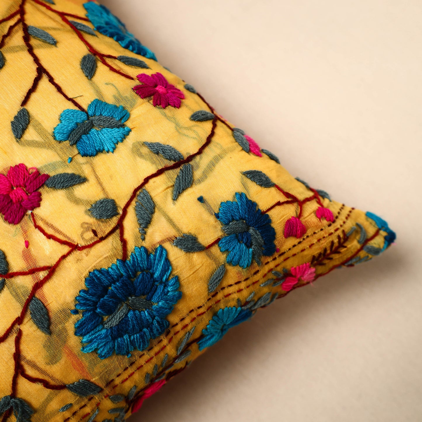 Chinon Phulkari Embroidered Cushion Cover (16 x 16 in) 11