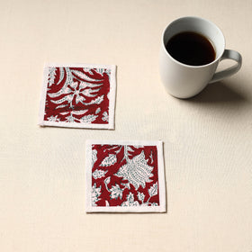 Maroon Handmade Cotton Coasters (Set of 2)