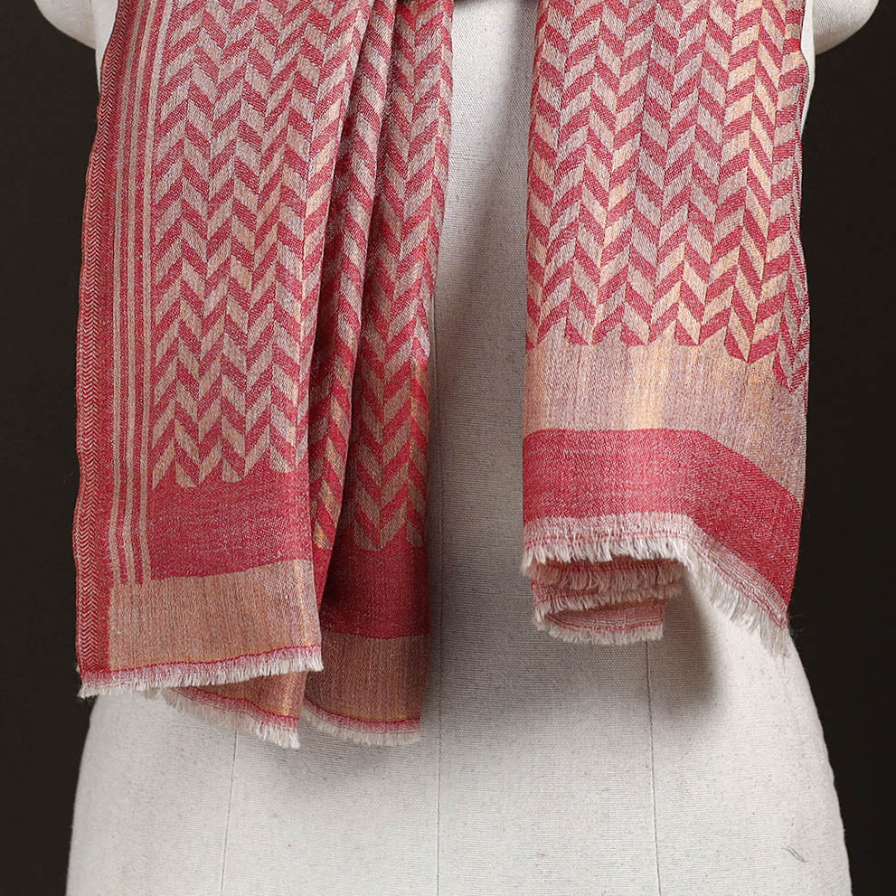 Zari Chevron Pattern Fine Wool Stole for Women 31