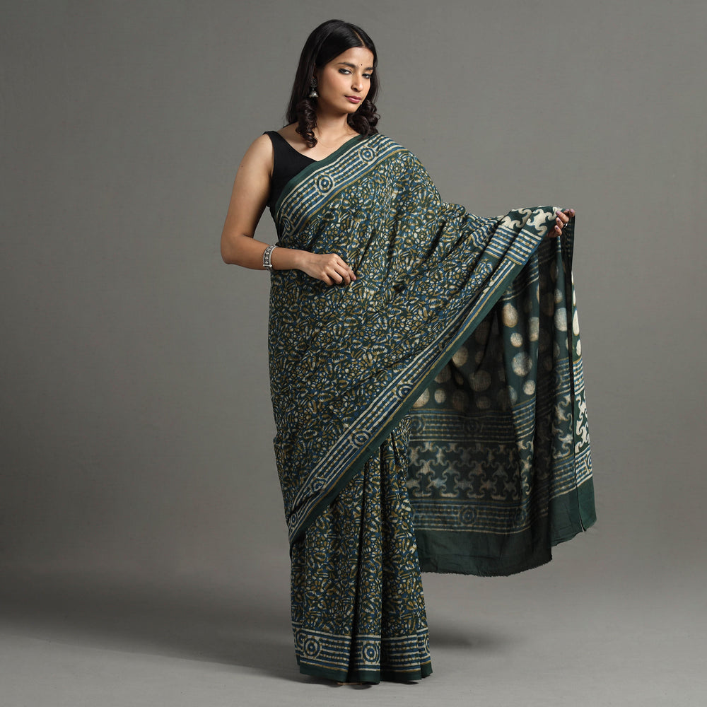 block printed saree