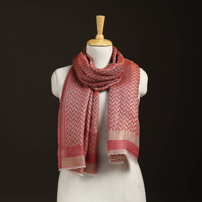 Zari Chevron Pattern Fine Wool Stole for Women 31