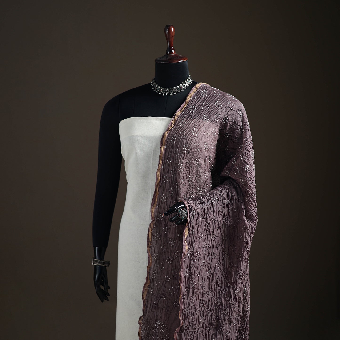 Kutch Bandhani Dupatta in Chanderi Silk 13