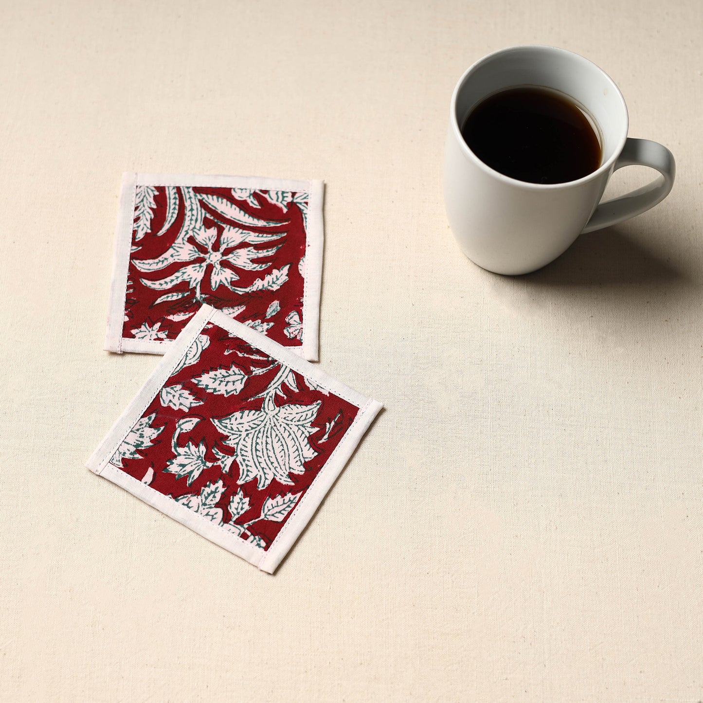 Maroon Handmade Cotton Coasters (Set of 2)