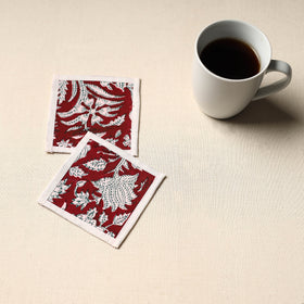 Maroon Handmade Cotton Coasters (Set of 2)