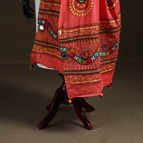Kutch Hand Embroidered Mirror Work Printed Cotton Dupatta 08