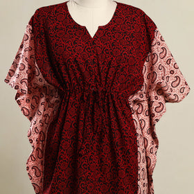 Red - Bagh Mosaic Fusion Cotton Kaftan (Short) 11