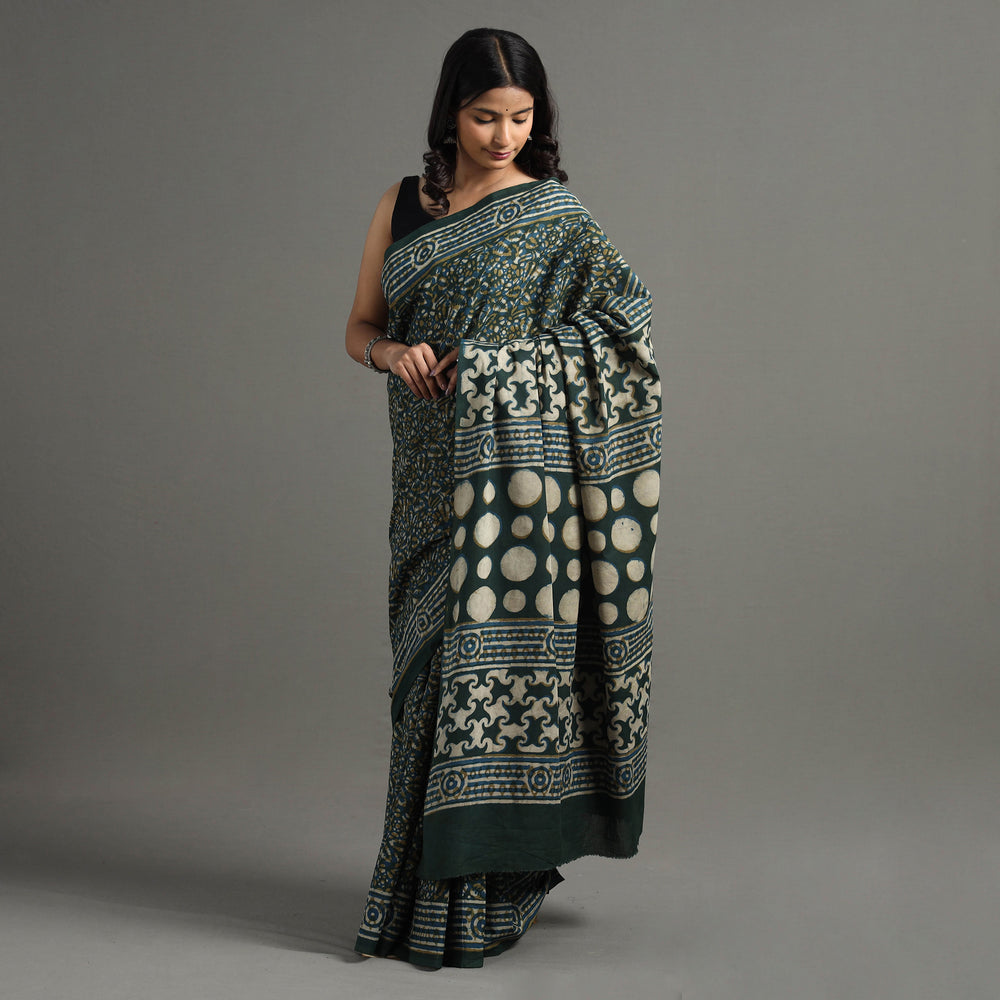 block printed saree