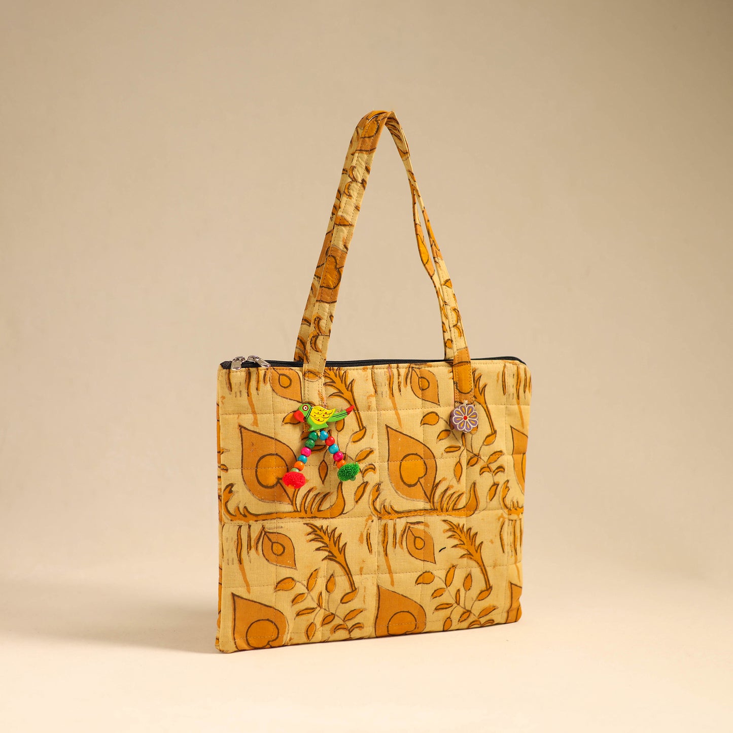  Yellow Handcrafted Quilted Cotton Handbag