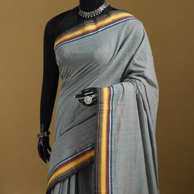 Grey - Bengal Handwoven Cotton Begumpuri Saree 03
