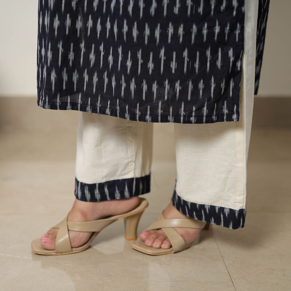 Black - Handloom Cotton Pochampally Ikat Kurta Set 08