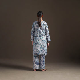 Hand Batik Print Cotton Straight Kurta with Palazzo Set for women 08