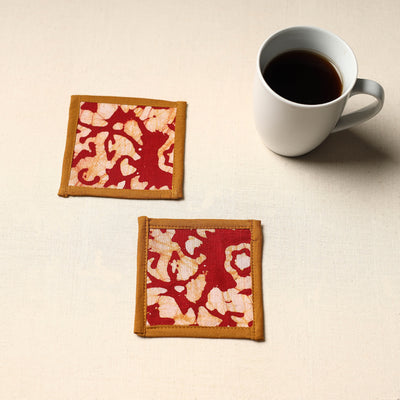 Red Handmade Cotton Coasters (Set of 2)
