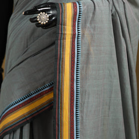 Grey - Bengal Handwoven Cotton Begumpuri Saree 03