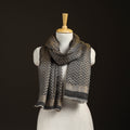 Black - Zari Chevron Pattern Fine Wool Stole for Women 32