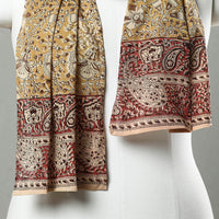 Yellow - Pedana Block Print Natural Dyed Cotton Kalamkari Stole 13