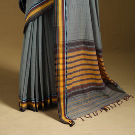 Grey - Bengal Handwoven Cotton Begumpuri Saree 03