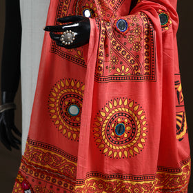 Kutch Hand Embroidered Mirror Work Printed Cotton Dupatta 09