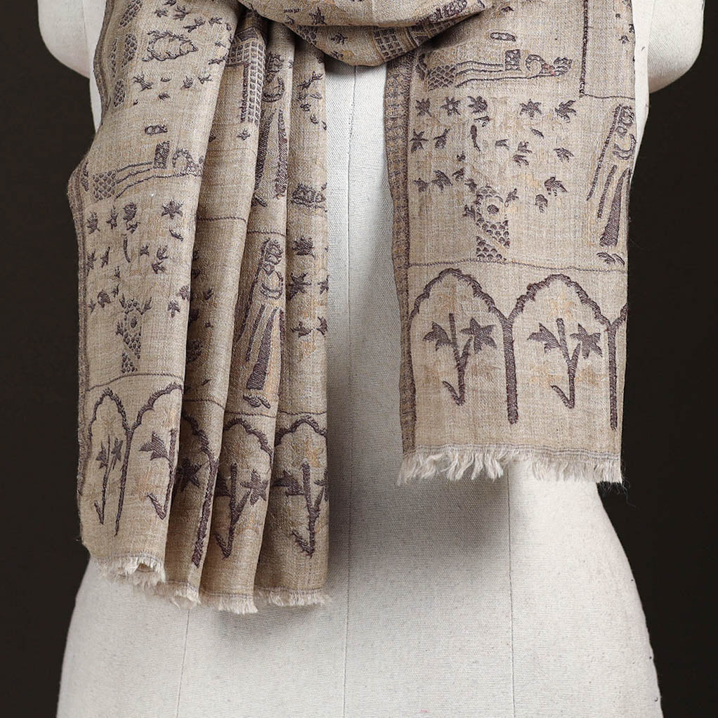 Kani Weave Zari Jaal Fine Wool Stole for Women 34
