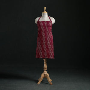 Maroon - Pochampally Ikat Weave Cotton Apron with Pocket 20