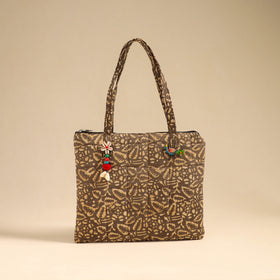 Brown Handcrafted Quilted Cotton Handbag