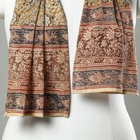 Yellow - Pedana Block Print Natural Dyed Cotton Kalamkari Stole 15