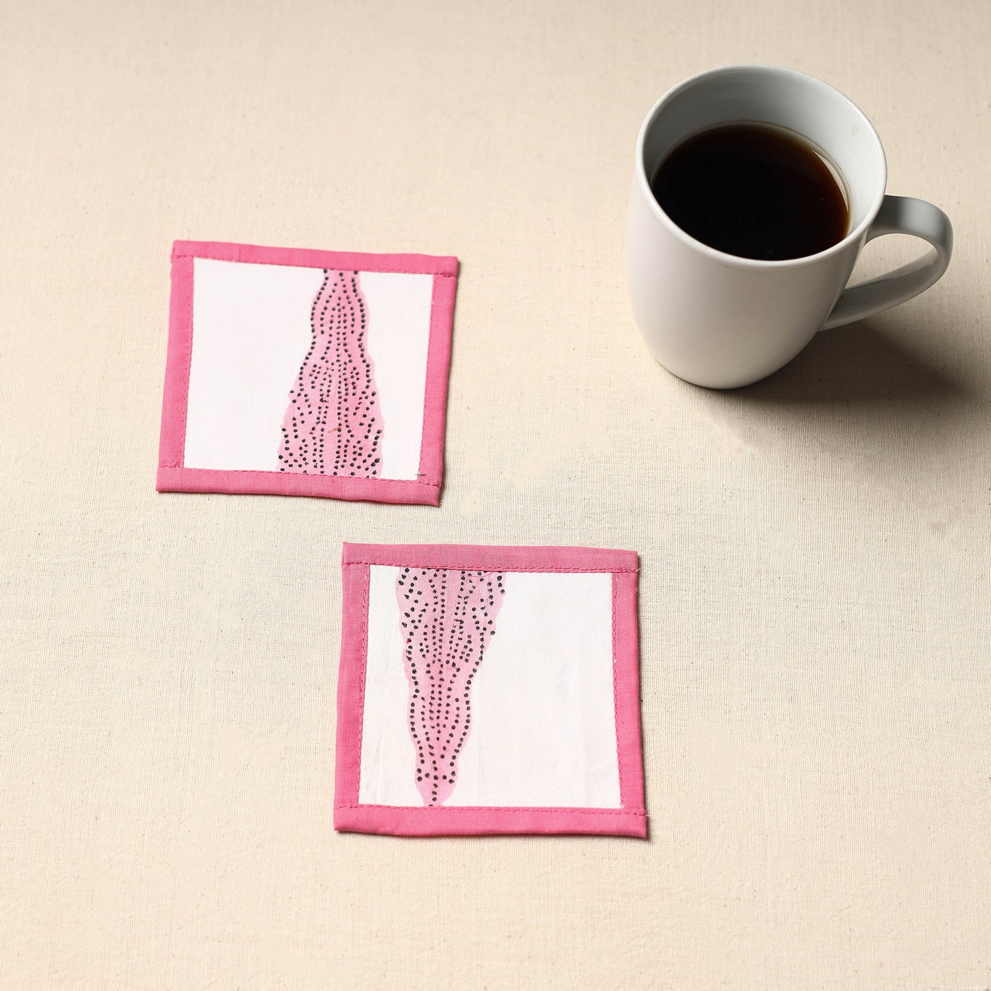 White Handmade Cotton Coasters (Set of 2)