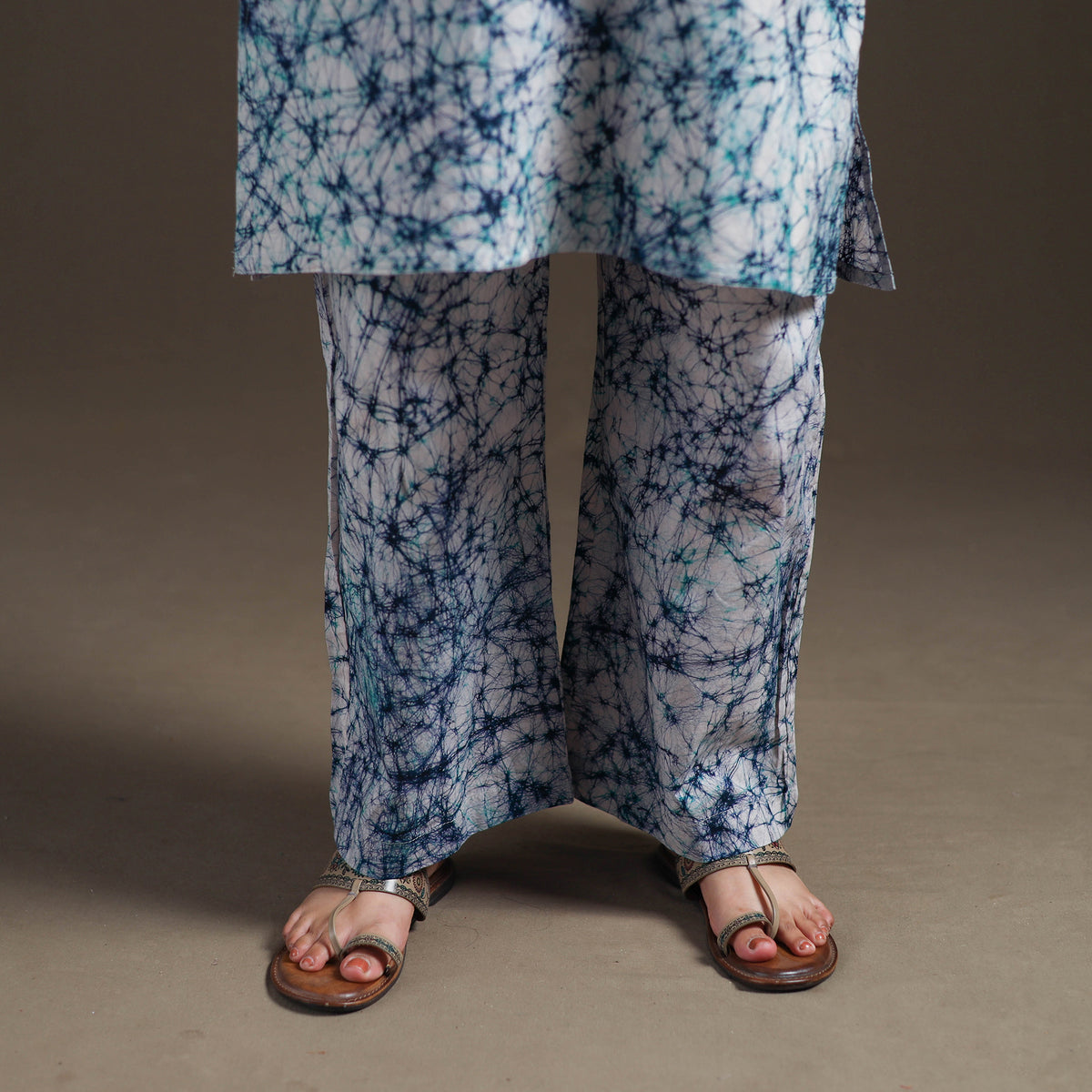 Hand Batik Print Cotton Straight Kurta with Palazzo Set for women 08