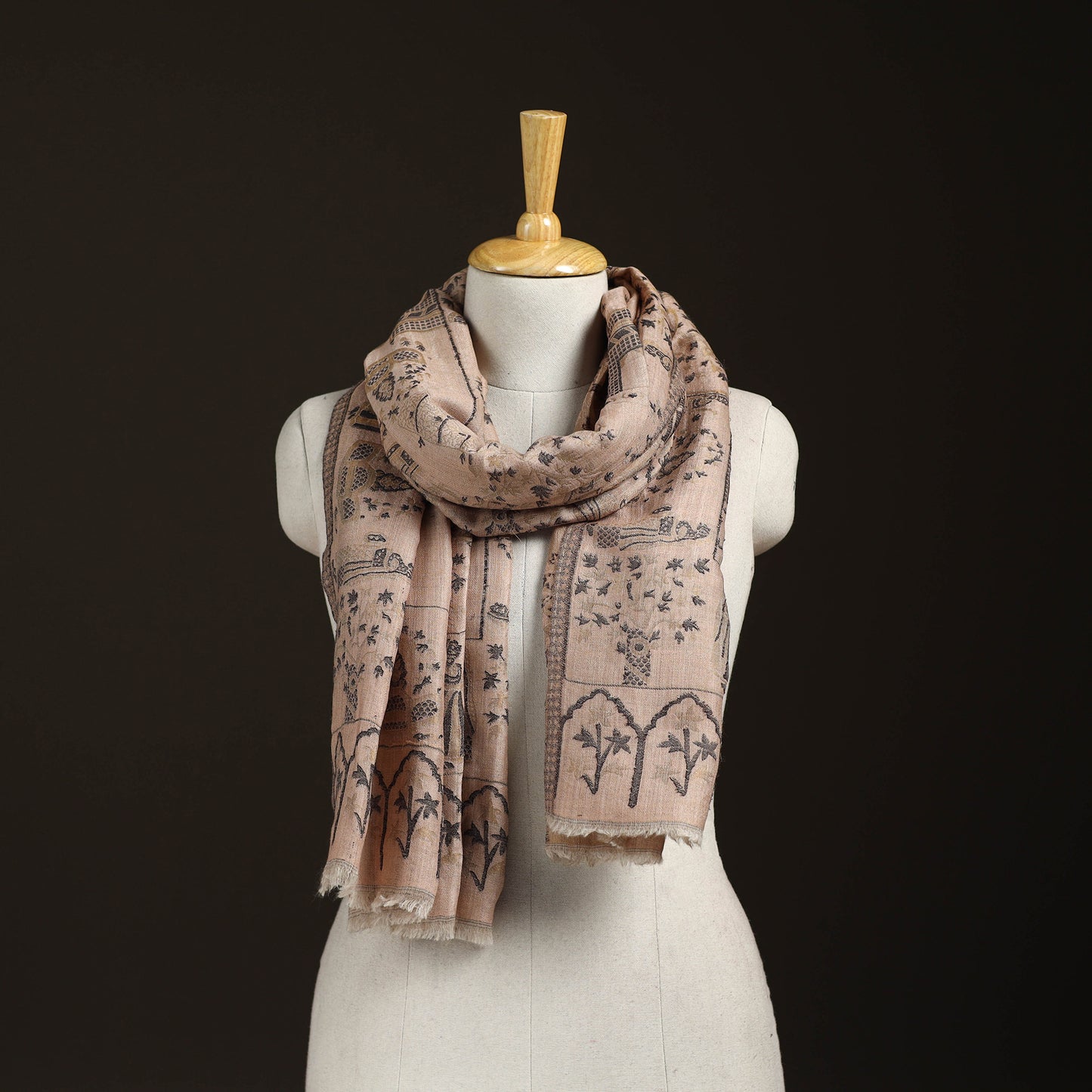 Kani Weave Zari Jaal Fine Wool Stole for Women 35