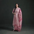 Hand Batik Print Cotton Suit Set with Dupatta for Women 07