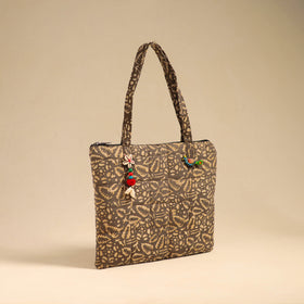 Brown Handcrafted Quilted Cotton Handbag