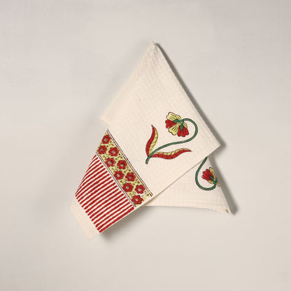 Sanganeri Block Printed Waffle Weave Cotton Hand Towel