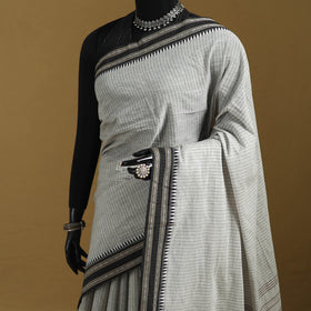 Grey - Bengal Handwoven Cotton Begumpuri Saree 04