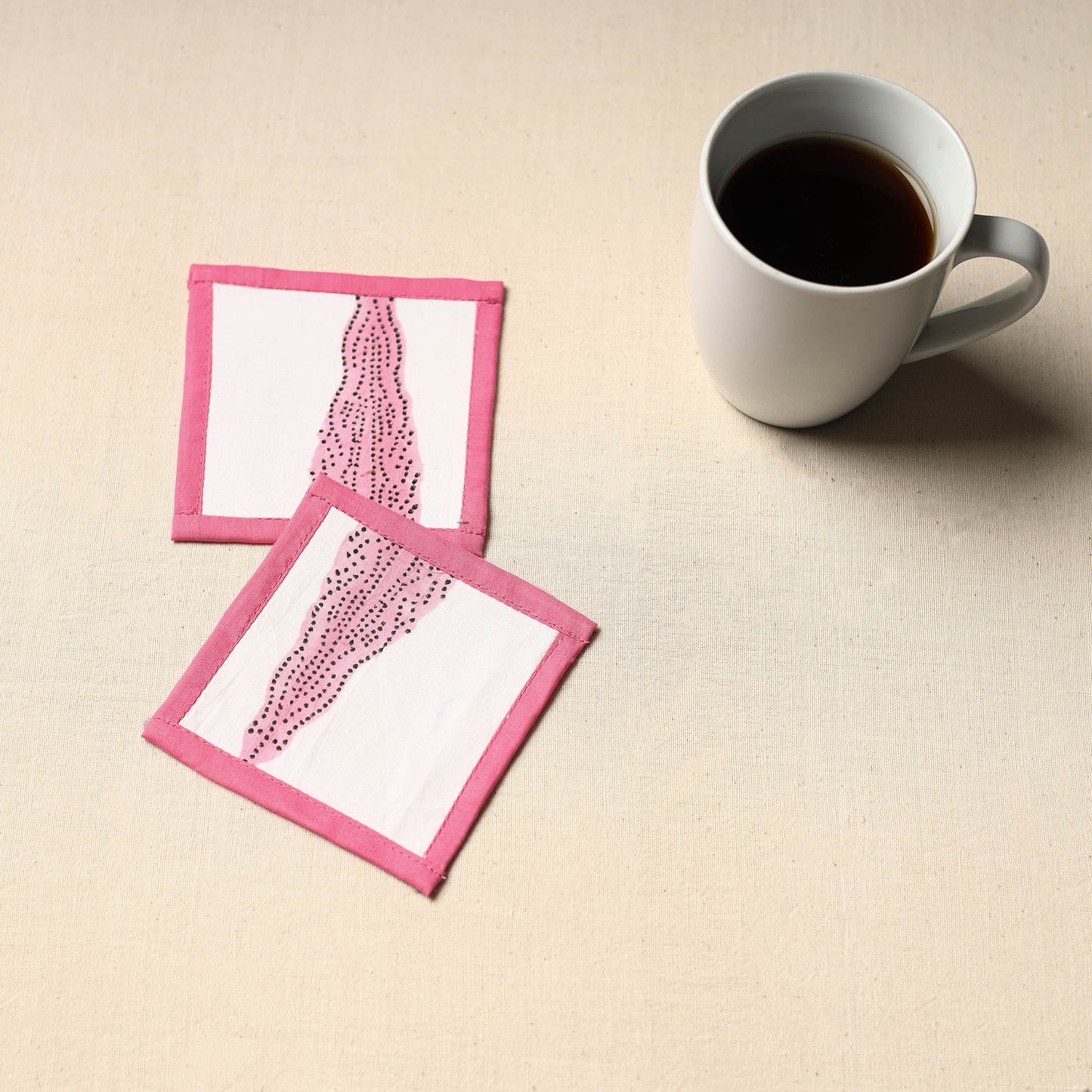 White Handmade Cotton Coasters (Set of 2)