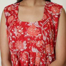 Red - Sanganeri Block Printed Cotton Night Suit Set 21
