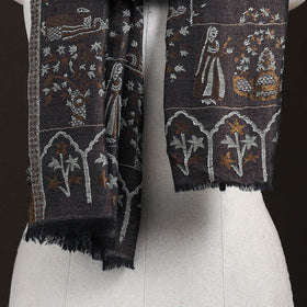 Brown - Kani Weave Zari Jaal Fine Wool Stole for Women 37