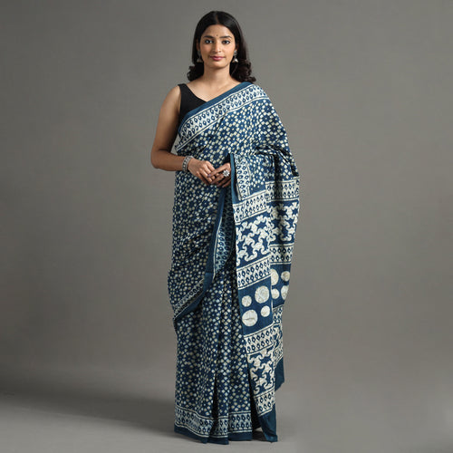 block printed saree