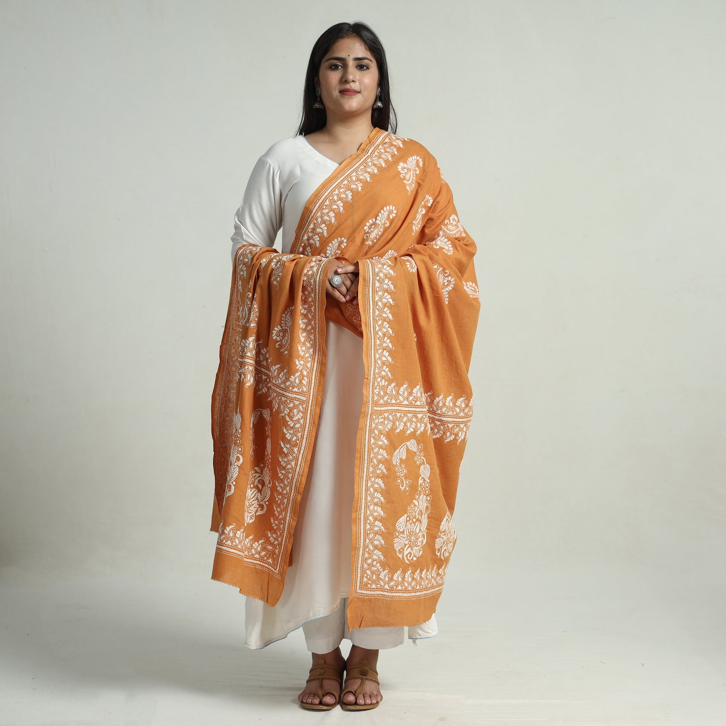 Kantha Embroidery Silk Dupatta