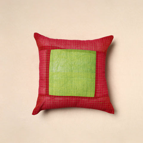 Shop Red Patchwork Kanchipuram Cushion Covers 