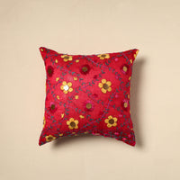 Red - Silk Cotton Phulkari Embroidered Cushion Cover 08