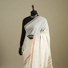 White - handloom cotton zari buti phulia jamdani saree 12
