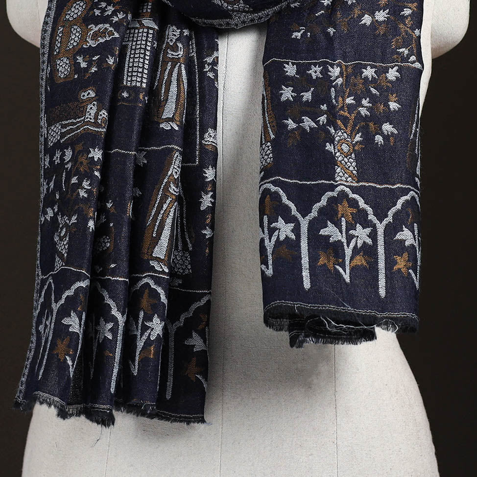 Kani Weave Zari Jaal Fine Wool Stole for Women 38